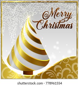 Christmas banner 2018 Christmas tree gold Merry cristmas 2019, 2020