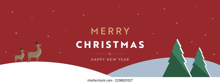 Banner de Navidad y plantilla con diseño plano simple y lindo (rojo)