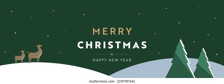 Christmas banner ad template with simple and cute flat design (green)