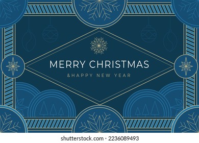 pancarta de navidad en estilo art deco en illustren