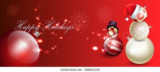 Weihnachtsbanner. Hintergrund Weihnachtsdesign mit 3D Bauble Bälle und glänzenden goldenen Konfetti.