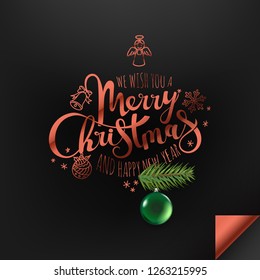 Christmas banner. Background Xmas design with calligraphic logo. Vector illustration
