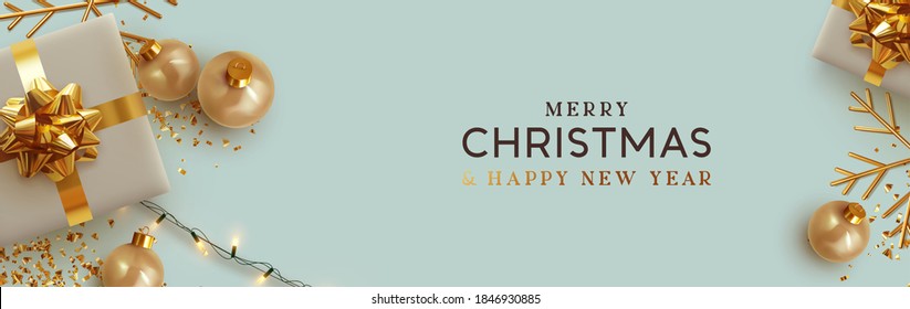 Christmas Banner Background Xmas Design Realistic Stock Vector (Royalty ...