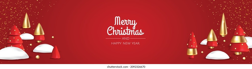 Christmas banner. Background Xmas objects viewed from above. BackgroundMerry Christmas and happy New Year
