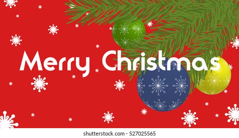 Christmas Banner with christmas balls and branches. Vector illustration.