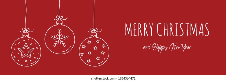 Christmas banner with balls and decorations. Vector