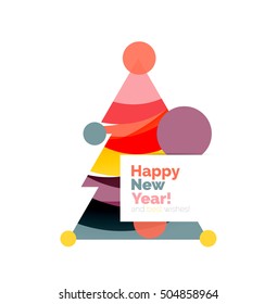 Christmas banner with baubles. Vector geometric banner