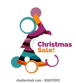 Christmas banner with baubles. Vector geometric banner