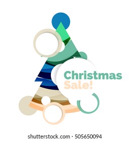 Christmas banner with baubles. Vector geometric banner