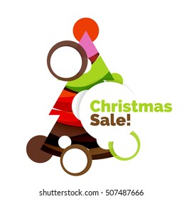 Christmas banner with baubles. Vector geometric banner
