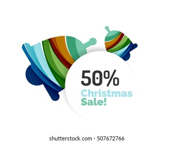 Christmas banner with baubles. Vector geometric banner