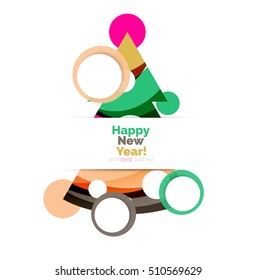 Christmas banner with baubles. Vector geometric banner