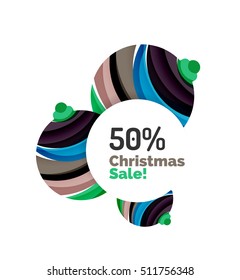 Christmas banner with baubles. Vector geometric banner
