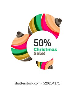 Christmas banner with baubles. Vector geometric banner