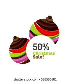 Christmas banner with baubles. Vector geometric banner