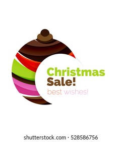 Christmas banner with baubles. Vector geometric banner