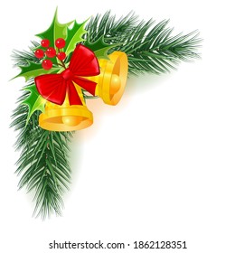 Christmas banner with branches, vector illustration. Beautiful new year background