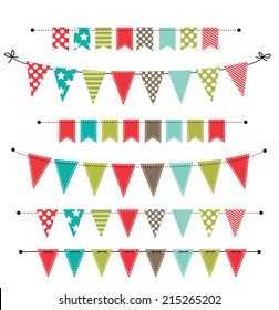 Christmas Banner Bunting Flags On Transparent Stock Vector (Royalty ...