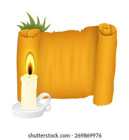 Christmas Banner with Candle Vector