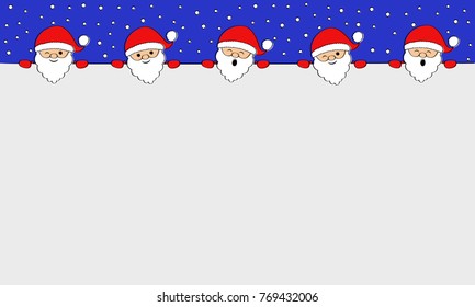Christmas banner with cartoon Santa Claus. Vector.