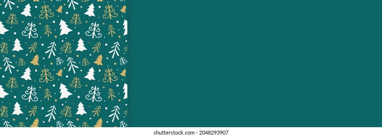 Cartel de Navidad con árboles lindos. Vector