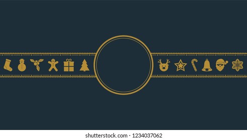 Christmas banner with decorations and copyspace. Vector.