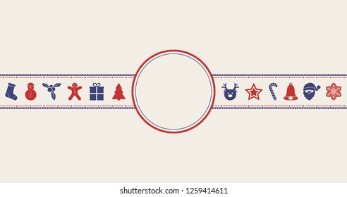 Christmas banner with decorations and copyspace. Vector.