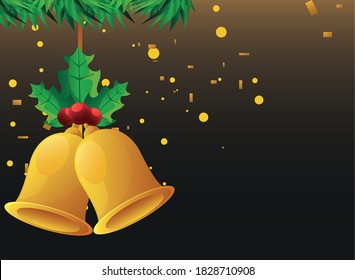 christmas banner with decorative christmas bells vector illustration design