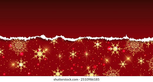 Christmas banner with decorative torn paper and snowflakes design 