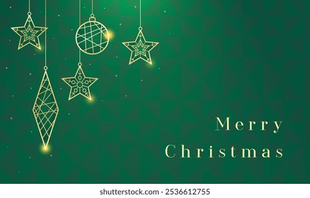 Christmas banner design Christmas decorations on a green background