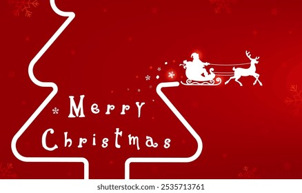 Christmas banner design Snowflake Christmas tree Santa Claus and reindeer