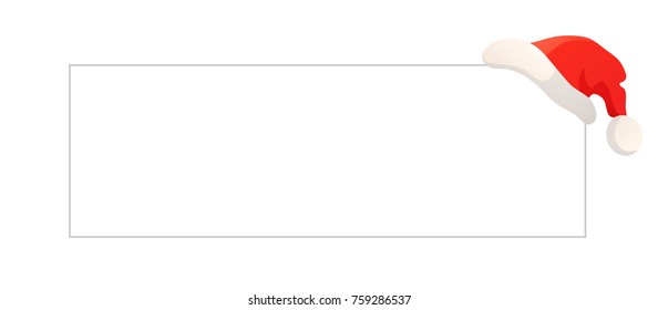 Christmas banner design template isolated on white. Cartoon illustration of Santa red hat. Great for decoration of Christmas promotion advertising, sale posters, labels, website headers. 