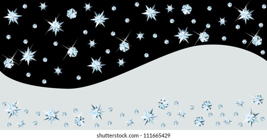 Christmas banner with diamond snow, vector illustration