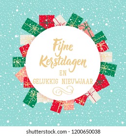 Christmas banner. Dutch text: Merry Christmas. Happy New Year. Lettering. vector illustration. element for flyers, banner and posters Modern calligraphy. Fijne Kerstdagen en gelukkig Nieuwjaar