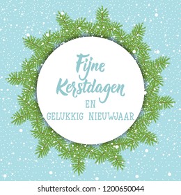 Christmas banner. Dutch text: Merry Christmas. Happy New Year. Lettering. vector illustration. element for flyers, banner and posters Modern calligraphy. Fijne Kerstdagen en gelukkig Nieuwjaar