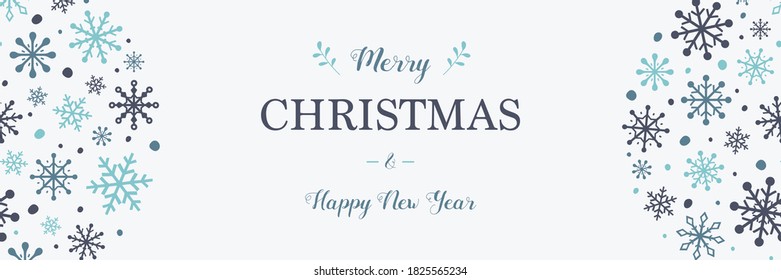 Christmas banner with festive snowflakes. Xmas ornament Design. Vector