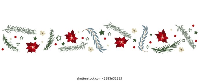 Christmas Banner with Fir Branches. Vector graphics