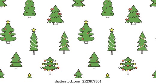 Christmas banner with fir trees. Seamless Pattern with Christmas trees. Vector illustration in flat style
