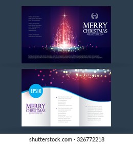 Christmas banner & flyer template with shining Christmas tree. Vector illustration