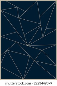 Christmas banner with geometric pattern. Elegant poster with golden lines on a dark background. Geometric pattern. New Year and Christmas background
