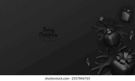 Christmas banner with gift boxes. Header poster for Website. Vector illustration