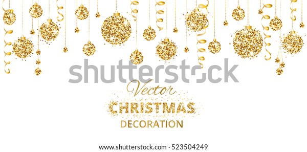 Christmas Banner Glitter Golden Decoration Hanging Stock Image