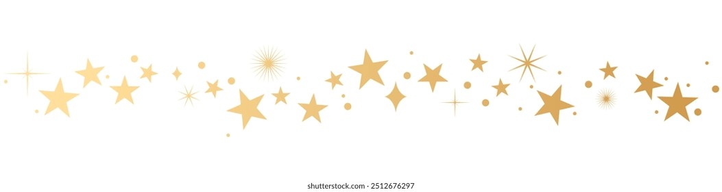 Christmas banner. Gold star border, divider