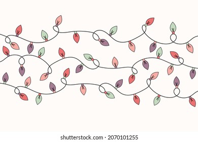 Christmas banner with hand drawn lights. Vector 