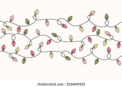 Christmas banner with hand drawn lights. Vector