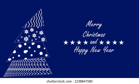 christmas banner and happy new year created by line and other shapes