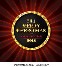 Christmas banner with light bulbs. Merry Christmas greetings card with Christmas holly. Christmas and new year background for design for banners, flyers, Invitations, cards.