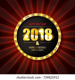 Christmas banner with light bulbs. Merry Christmas greetings card with Christmas holly. Christmas and new year background for design for banners, flyers, Invitations, cards.