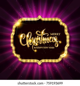 Christmas banner with light bulbs. Vector illustration
