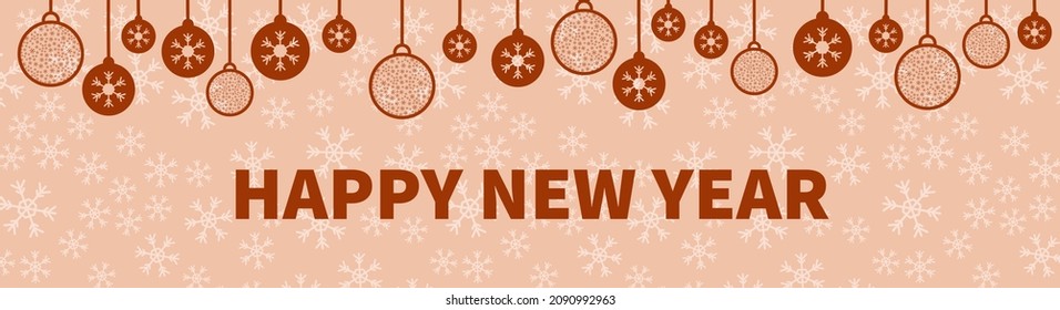 Christmas banner with the numbers of the year 2022. Ornament from balls with snowflakes in a flat style. Vector illustration